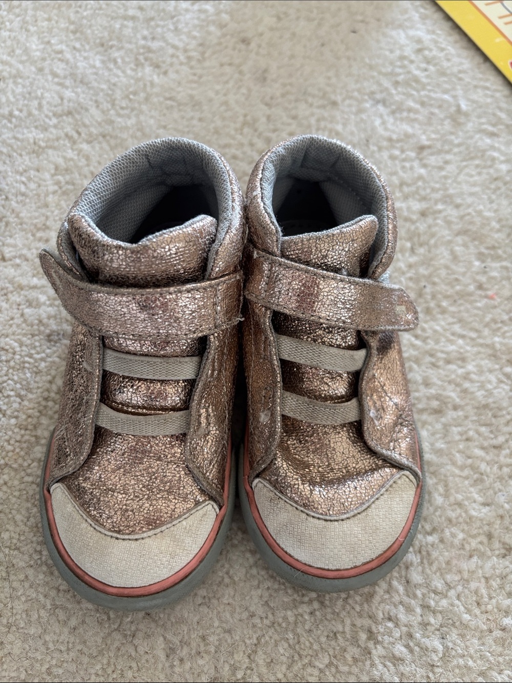 See Kai Run Metallic Rose Gold High-Top Sneakers